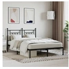 Image de Cadre de lit métal avec tête de lit noir 150x200 cm, lit double, meuble de chambre à coucher, lit d'invité, lit, cadre de lit en métal, sommier
