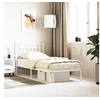 Image de Cadre de lit métal avec tête de lit blanc 80x200 cm, lit simple, meuble de chambre à coucher, lit d'invité, lit, cadre de lit en métal, sommier