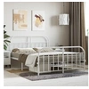 Image de Cadre de lit métal sans matelas et pied de lit blanc 140x190 cm