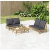 Image de Salon de jardin 2 pcs avec coussins gris foncé bambou