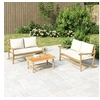 Image de Salon de jardin 2 pcs avec coussins blanc crème bambou