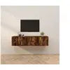 Image de Meubles TV Muraux 2 pcs, Armoires de Télévision avec Porte, Armoires Suspendues, Meubles de Rangement Salon Salle de Séjour, Moderne, Chêne Fumé