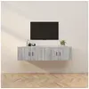 Image de Meubles TV Muraux 2 pcs, Armoires de Télévision avec Porte, Armoires Suspendues, Meubles de Rangement Salon Salle de Séjour, Moderne, Sonoma Gris