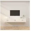 Image de Meubles TV Muraux 3 pcs, Armoires de Télévision avec Porte, Armoires Suspendues, Meubles de Rangement Salon Salle de Séjour, Moderne, Blanc