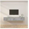 Image de Meubles TV Muraux 3 pcs, Armoires de Télévision avec Porte, Armoires Suspendues, Meubles de Rangement Salon Salle de Séjour, Moderne, Gris Béton