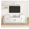 Image de Ensemble de Meubles TV 3 pcs, Armoires de Télévision Murales, Meubles Télé Salon Salle de Séjour, Moderne, Blanc Bois d'Ingénierie
