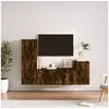 Image de Ensemble de Meubles TV 4 pcs, Armoires de Télévision Murales, Meubles Télé Salon Salle de Séjour Intérieur, Chêne Fumé Bois d'Ingénierie 3188603