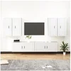Image de Ensemble de Meubles TV 6 pcs, Armoires de Télévision Murales, Meubles Télé Salon Salle de Séjour Intérieur, Blanc Bois d'Ingénierie