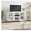 Image de Meuble TV, Armoire de Télévision avec 6 Compartiments et Pieds, Meuble Télé avec Rangement Salon Salle de Séjour, Blanc Bois d'Ingénierie