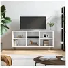 Image de Meuble TV, Armoire de Télévision avec 6 Compartiments et Pieds, Meuble Télé avec Rangement Salon Salle de Séjour, Blanc Bois d'Ingénierie