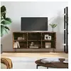 Image de Meuble TV, Armoire de Télévision avec 6 Compartiments et Pieds, Meuble Télé avec Rangement Salon Salle de Séjour, Chêne Fumé Bois d'Ingénierie