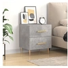 Image de Table de Chevet, Armoire de Nuit avec Tiroirs, Table de Nuit avec Pieds, Meuble de Rangement Chambre, Moderne, Gris Béton Bois d'Ingénierie