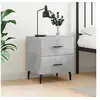 Image de Table de Chevet, Armoire de Nuit avec Tiroirs, Table de Nuit avec Pieds, Meuble de Rangement Chambre, Moderne, Gris Béton Bois d'Ingénierie