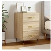 Image de Table de Chevet, Table de Nuit avec Tiroir, Armoire de Chevet, Meuble de Rangement Salon Chambre à Coucher, Moderne, Chêne Sonoma Bois d'Ingénierie