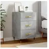 Image de Table de Chevet, Table de Nuit avec Tiroir, Armoire de Chevet, Meuble de Rangement Salon Chambre à Coucher, Moderne, Gris Béton Bois d'Ingénierie