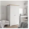 Image de Garde-robe, Armoire à Vêtements, Placard de Vêtements, Meuble de Rangement, Organisateur de Chambre, Blanc Marron 355060