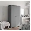 Image de Garde-robe, Armoire à Vêtements, Placard de Vêtements, Meuble de Rangement, Organisateur de Chambre, Gris Bois Massif 355061