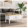 Image de Table Basse, Table d'Appoint avec Tiroir, Bout de Canapé avec Rangement, Meuble de Salon Salle de Séjour, Blanc et Marron Bois de Pin Massif