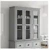 Image de Armoire avec portes vitrées BODO gris bois de pin massif 355079