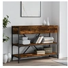 Image de Table console avec tiroirs et étagères chêne fumé 833405