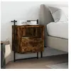 Image de Table de chevet murale chêne fumé 40x30x61 cm bois d'ingénierie 833437
