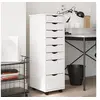 Image de Armoire roulante avec tiroirs MOSS blanc bois de pin solide