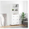 Image de Buffet Haut, Armoire de Rangement avec Pieds, Meuble de Rangement, Organisateur Salon Salle de Séjour, Industriel, Blanc Bois d'Ingénierie