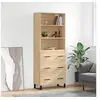 Image de Buffet Haut, Armoire de Rangement avec Pieds, Meuble de Rangement, Organisateur Salon Salle de Séjour, Industriel, Chêne Sonoma Bois d'Ingénierie