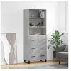 Image de Hoge kast 69,5x34x180 cm bewerkt hout betongrijs3189409