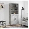 Image de Buffet Haut, Armoire de Rangement avec Pieds, Meuble de Rangement, Organisateur Salon Salle de Séjour, Industriel, Gris Béton Bois d'Ingénierie