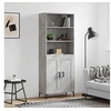Image de Buffet Haut, Armoire de Rangement avec Pieds, Meuble de Rangement, Organisateur Salon Salle de Séjour, Industriel, Gris Béton Bois d'Ingénierie