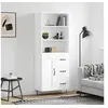 Image de Buffet Haut, Armoire de Rangement avec Pieds, Meuble de Rangement, Organisateur Salon Salle de Séjour, Industriel, Blanc Bois d'Ingénierie 3190013