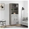 Image de Buffet Haut, Armoire de Rangement avec Pieds, Meuble de Rangement, Organisateur Salon Salle de Séjour, Industriel, Sonoma Gris Bois d'Ingénierie
