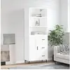 Image de Buffet Haut, Armoire de Rangement avec Pieds, Meuble de Rangement, Organisateur Salon Salle de Séjour, Industriel, Blanc Bois d'Ingénierie