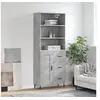 Image de Buffet Haut, Armoire de Rangement avec Pieds, Meuble de Rangement, Organisateur Salon Salle de Séjour, Industriel, Gris Béton Bois d'Ingénierie
