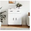 Image de Buffet, Armoire avec Pieds, Meuble de Rangement avec Portes, Organisateur de Salon Intérieur, Moderne, Blanc Bois d'Ingénierie