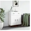 Image de Buffet, Armoire avec Pieds, Meuble de Rangement avec Portes, Organisateur de Salon Intérieur, Moderne, Blanc Bois d'Ingénierie