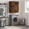Image de Armoire Murale, Placard Suspendu avec 3 Compartiments et Poignées, Meuble Flottant avec Rangement Salon Chambre, Chêne Fumé Bois d'Ingénierie