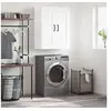 Image de Armoire Murale, Placard Suspendu avec 3 Compartiments et Poignées, Meuble Flottant avec Rangement Salon Chambre, Blanc Bois d'Ingénierie