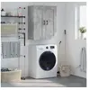Image de Armoire Murale, Placard Suspendu avec 3 Compartiments et Poignées, Meuble Flottant avec Rangement Salon Chambre, Gris Béton Bois d'Ingénierie
