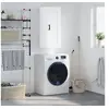 Image de Armoire Murale, Placard Suspendu avec 3 Compartiments et Poignées, Meuble Flottant avec Rangement Salon Chambre, Blanc Bois d'Ingénierie