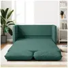 Image de Canape convertible 2 places en tissu vert 60 x 174 x 55 cm