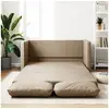 Image de Canape convertible 2 places en simili-cuir marron 60 x 174 x 55 cm