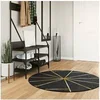 Image de Vloerkleed wasbaar anti-slip à~ 120 cm zwart en goudkleurig136620