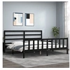 Image de Bedframe met hoofdbord massief hout zwart 200x200 cm3191930