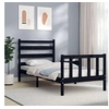 Image de Bedframe met hoofdbord massief hout zwart3192000