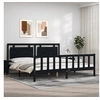 Image de Bedframe met hoofdbord massief hout zwart 200x200 cm3192190