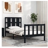 Image de Bedframe met hoofdbord massief hout zwart3192195