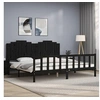 Image de Bedframe met hoofdbord massief hout zwart 200x200 cm3192320