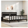Image de Bedframe met hoofdbord massief hout zwart 200x200 cm3192450